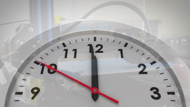 Animation of clock moving over clock mechanism