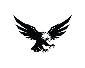 Fototapeta premium Minimalist Black Eagle Silhouette Flying - USA Symbol, Leadership, Courage Vector Illustration