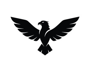Fototapeta premium Bald Eagle Spread Wings Silhouette Vector – Black and White