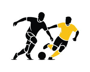 Naklejka premium Soccer Players Silhouette in Action – Football Match Dynamic Vector Illustration