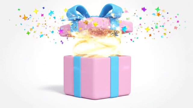 Opening Gift Box Surprise, Exciting Unboxing Present Moment