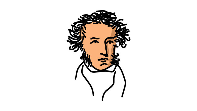 Alexander Pushkin portrait, flat vector illustration