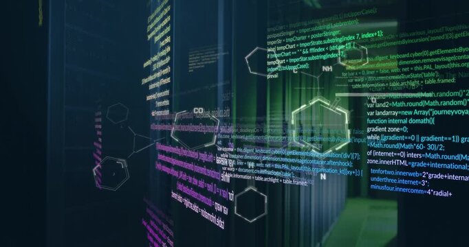 Animation of computer data processing over transparent background