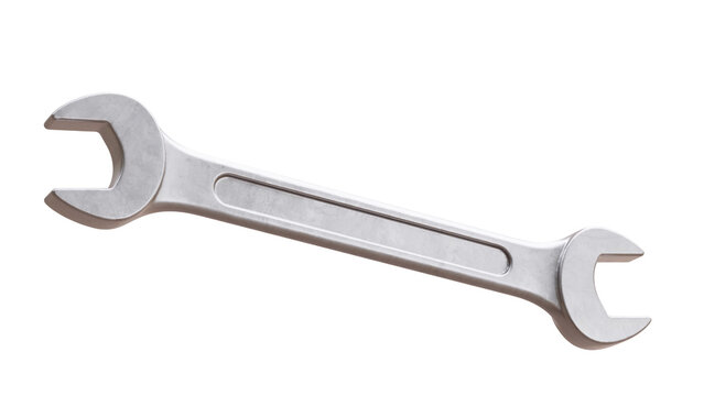 Wrench spanner isolated on white, transparent. Metal hand tool, 3d