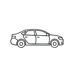 Fototapeta premium Modern Sedan Car Side View Outline Icon for Mobility and App Design