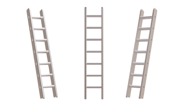 Ladders isolated on white transparent, 3d