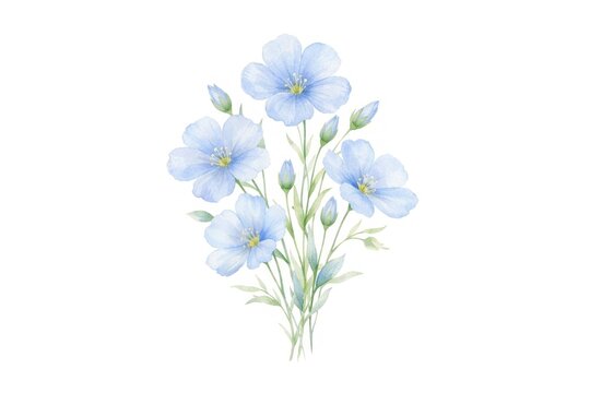 Delicate watercolor blue flax illustration.