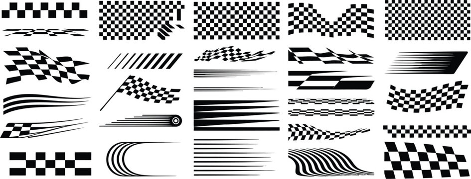 Modern black and white checkered flag vector illustration for music and film industry web design symbolising business success and technology concept art sign