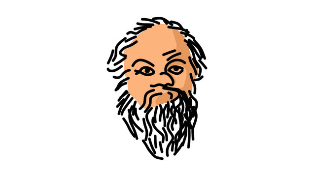 Socrates portrait, flat vector illustration