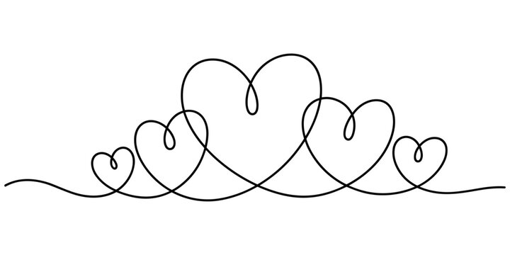 Continuous one line heart drawing vector illustration. love symbol. romantic design element. abstract line . valentine and relationship concept