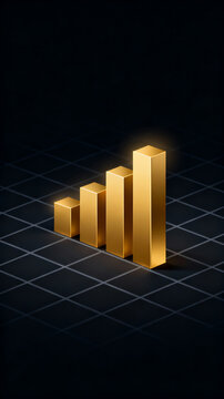 Golden bar chart on dark grid