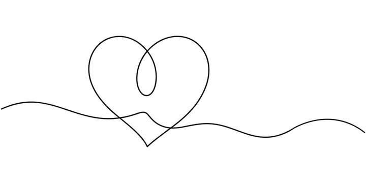 Continuous one line heart drawing vector illustration. love symbol. romantic design element. abstract line . valentine and relationship concept