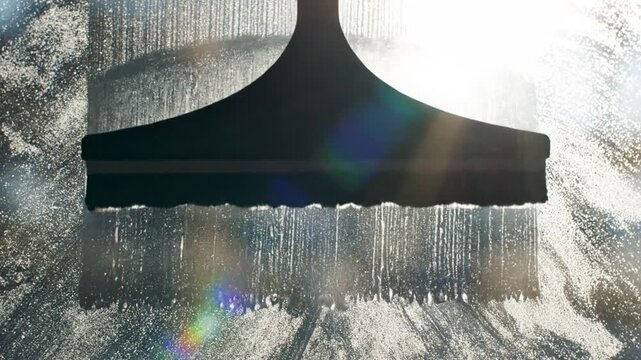 Squeegee and Glass Surface: Capturing the moment of a squeegee cleaning a glass surface, the image evokes a sense of clarity and transformation.