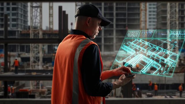 City Planning Inspection. Urban Development Expert Evaluates Design Plans With Safety Protocols In Mind
