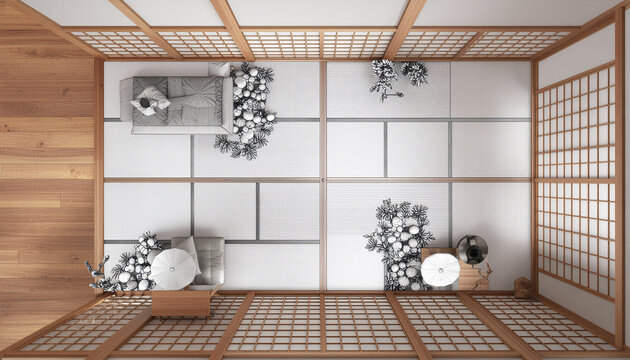 Minimalist japanese interior design view