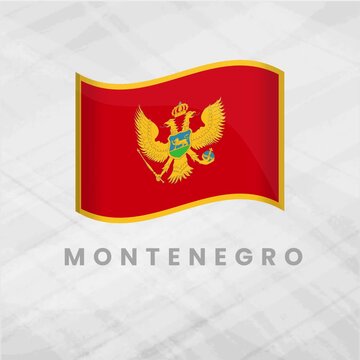 Montenegro Waving Flag 3D Animation, National Montenegrin Symbol on Grey Background