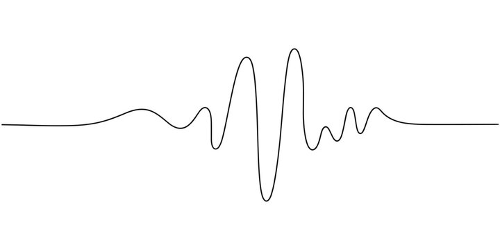 sound wave continuous one line drawing, Continuous one line drawing of sound wave with different amplitude. Soundwave line self drawing, 