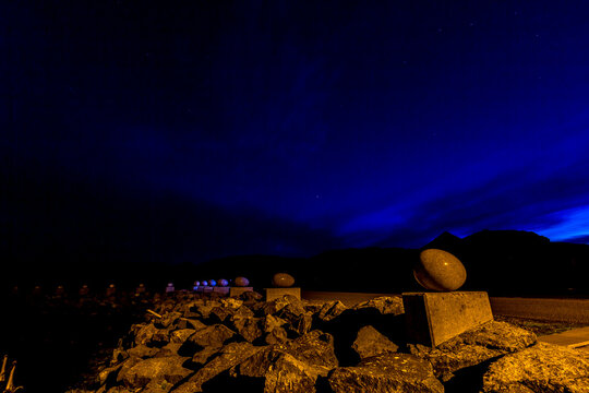 There are large stone eggs, street art, unfolds beneath the open sky across Eastern Iceland