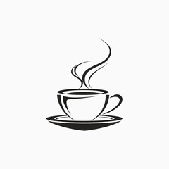 Obraz premium Minimalist coffee cup illustration aroma steam design for various applications