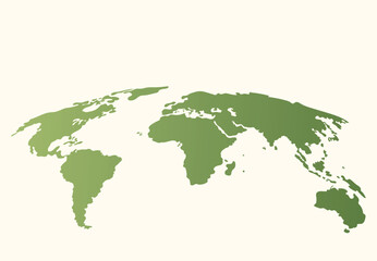 Obraz premium Minimalist Green World Map for Environmental Projects. Flat Vector Design Representing Global Sustainability, Nature, and Geography. Earth Continents Silhouette on Clean Background for Web and Print.