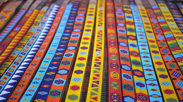 Colorful Traditional Cow Neck Belts Close-Up | Rural Livestock Accessories Detail