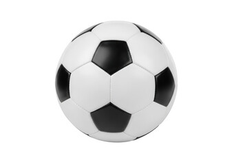 Fototapeta premium Classic black and white soccer ball with traditional pentagon and hexagon pattern