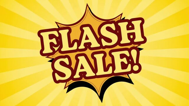 Flash Sale animated promo with explosive comic style, urgent discount message motion, ideal for ecommerce ads and limited time campaigns