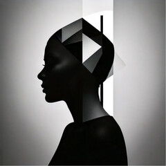 Abstract profile portrait of a woman with geometric patterns. © jeng