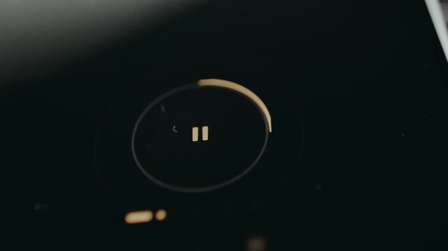Finger taps the PLAY button with a circular progress indicator