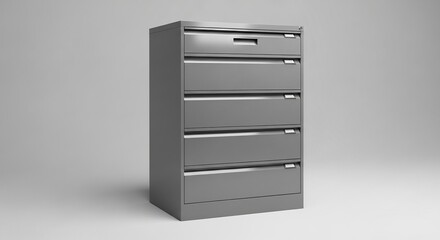 Fototapeta premium 3D render of an open office drawer with rows of files and folders for business data storage