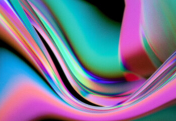 Naklejka premium Abstract iridescent neon swirl background with rainbow gradients and futuristic light texture