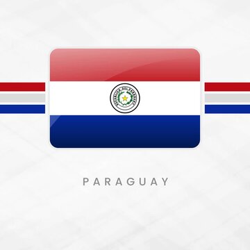 araguay Flag Button 3D Glossy Icon Red White Blue Horizontal Stripes and Seal