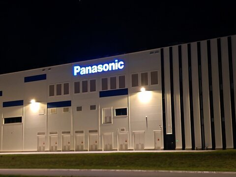 Plzen,Czech Republic-23.3.2026: Panasonic manufacturing factory in Pilsen representing electronics production and industrial operations in Czech Republic