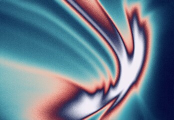 Abstract graffiti letter with neon glitch texture and chromatic blur on blue background © DesignSells