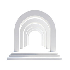 Fototapeta premium [Transparent Background PNG]White Arches and Steps Minimalist Architecture