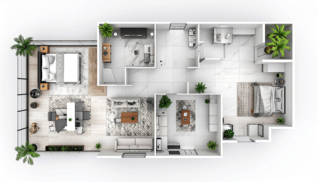 Apartment floor plan top view
