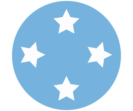 Blue circle with four white stars on isolated transparent background