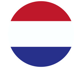 Dutch flag design in a circular shape with red, white, and blue colors isolated on transparent background © WASIF-MEHMOOD