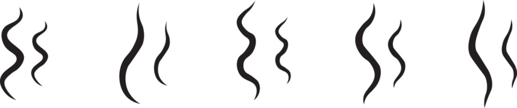 Smoke doodle line for icon steam food and coffee hot smell. Vector aroma cooking for heat air cartoon