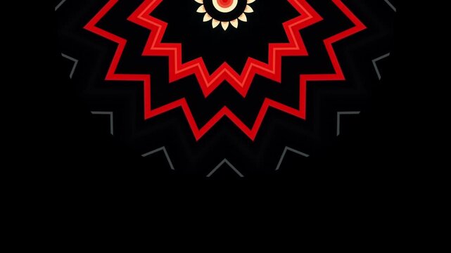 Half circle mandala pattern on black background for header design web banner or yoga meditation studio branding and decoration