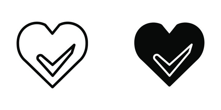 Contrast between an outlined and filled heart with checkmark inside