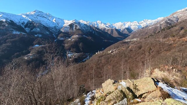 Snow-capped mountain, panorama of mountains, Piedmont, Italy, Europe