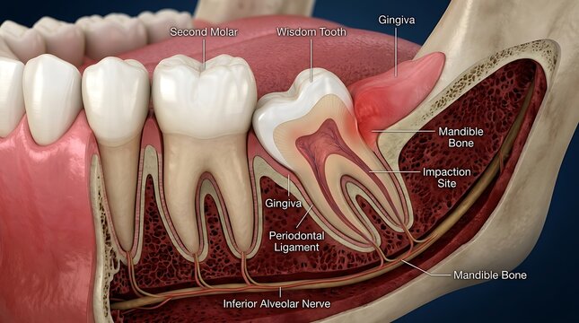Wisdom Tooth Impaction Anatomy Medical Illustration
