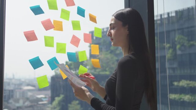 Creative brainstorming session office space visual content collaborative environment side view innovation process