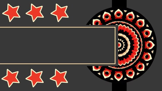 Luxury mandala design featuring decorative stars and empty text box frame on dark background for awards or celebratory event banner