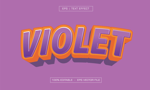 3D Violet and Orange Cartoon Style Editable Text Effect