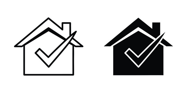 Contrast of house icons with positive and negative space design elements