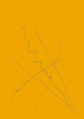 Blue wavy lines on yellow. Abstract graphic background.