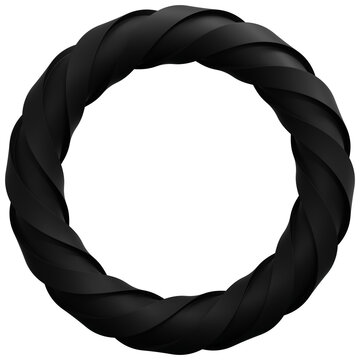 3D Black Abstract Twisted Spiral Ring Torus Shape