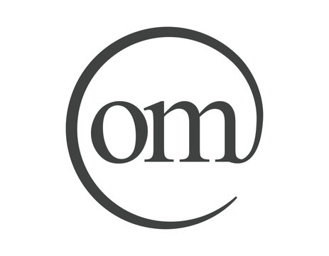 OM logo from two letter with circle shape email sign style. O and M round logotype of business company